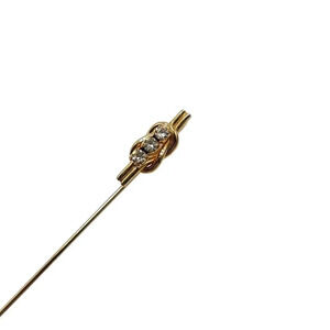 Three Clear Rhinestone Art Deco Styled Stick Pin Gold Tone Vintage